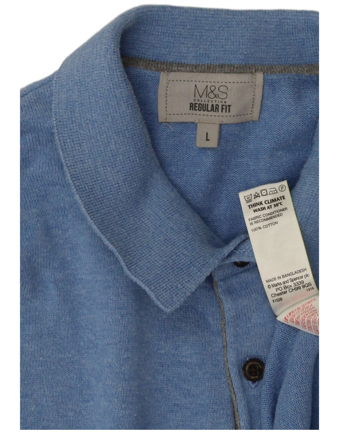 Pulover pentru bărbați Marks & Spencer, cu mânecă scurtă, cu gât polo, mare, albastru