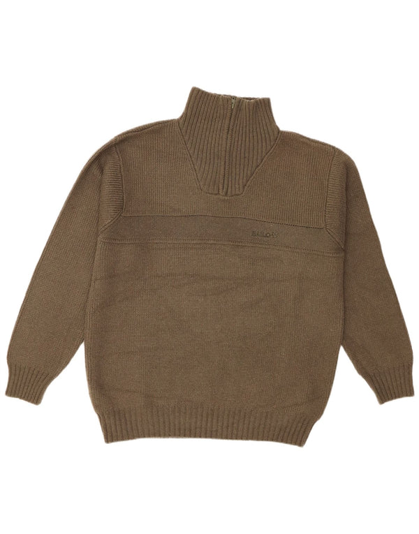 Bailo Mens Zip Neck Jumper Sweater Large Khaki Lambswool