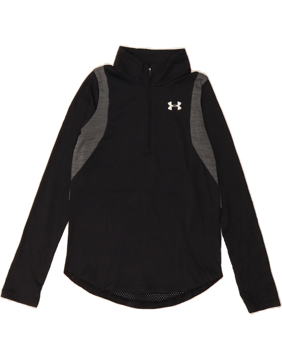UNDER ARMOUR Girls Pullover Tracksuit Top 9-10 Years Medium Black Vintage Under Armour and Second-Hand Under Armour from Messina Hembry 