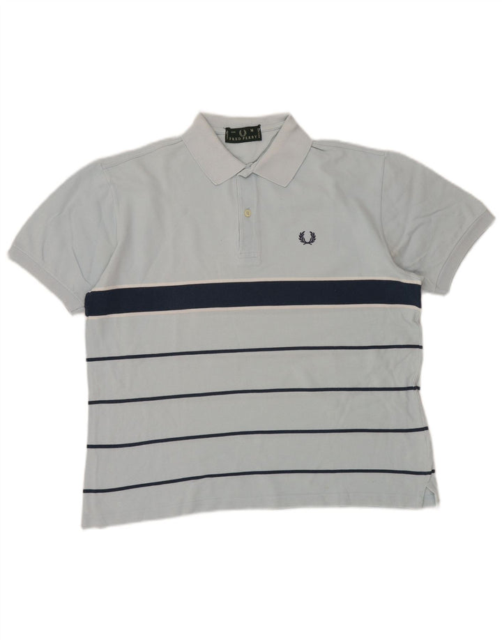 Cămașă polo Fred Perry pentru bărbați, bumbac cu dungi albastre medii