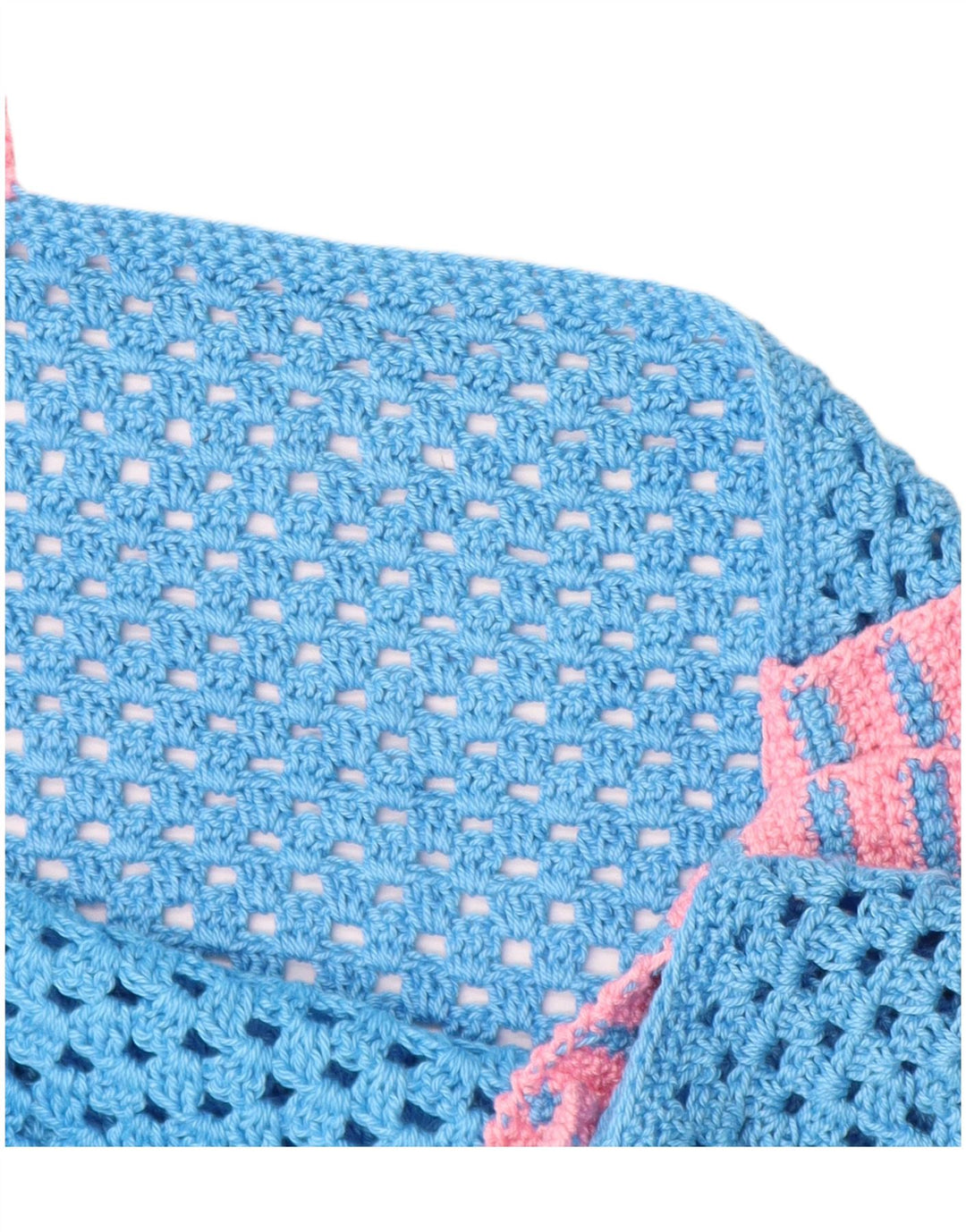 VINTAGE Womens Crochet Cami Top UK 14 Medium Blue