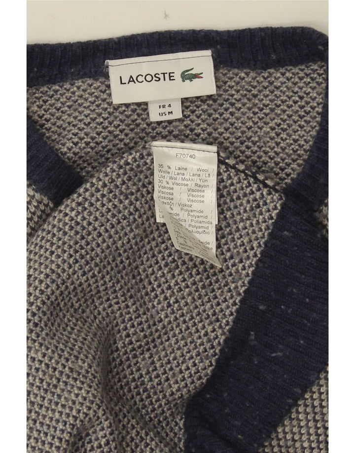 Pulover pentru bărbați Lacoste cu gâtul turnat, mărimea 4, lână cu pete albastru bleumarin mediu