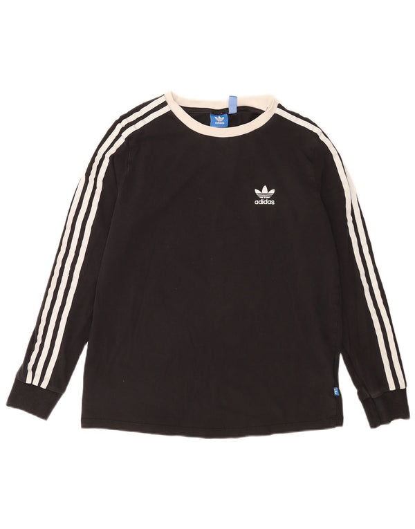 Adidas pentru femei Top cu mânecă lungă UK 14 Medium Black Bumbac