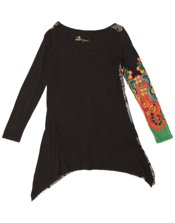 DESIGUAL Womens Graphic Asymmetric Tunic Top UK 14 Large Black Paisley
