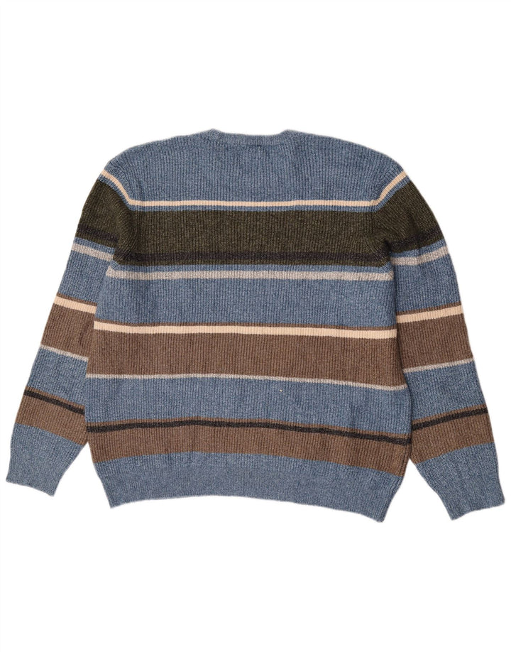 Pulover pentru bărbați Marks & Spencer, cu gât crew, 2XL, poliamidă cu dungi albastre