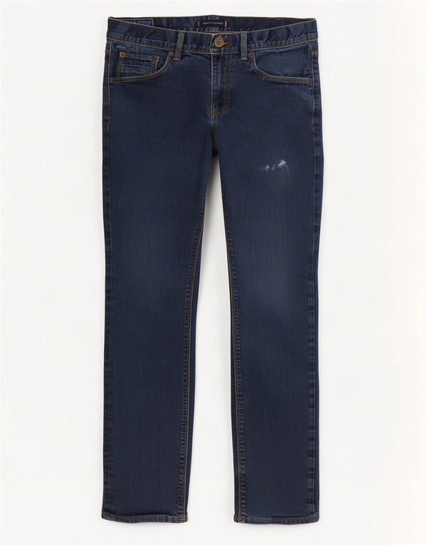 Tommy Hilfiger Blugi Bleecker pentru bărbați, subțiri, învechiți, W32 L32, bumbac bleumarin