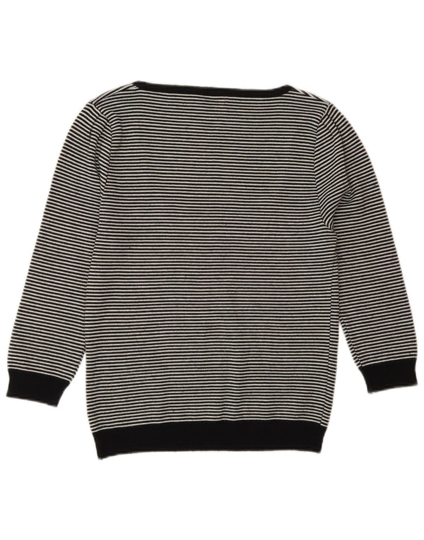 Pulover pentru femei Benetton cu gât de barcă UK 12 Medium Black Dunge