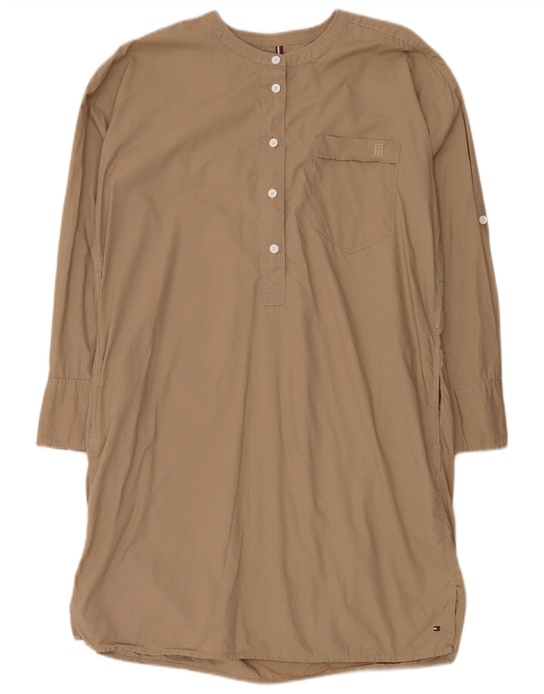 Rochie cămașă pulover oversize Tommy Hilfiger pentru femei UK 6 XS bumbac bej