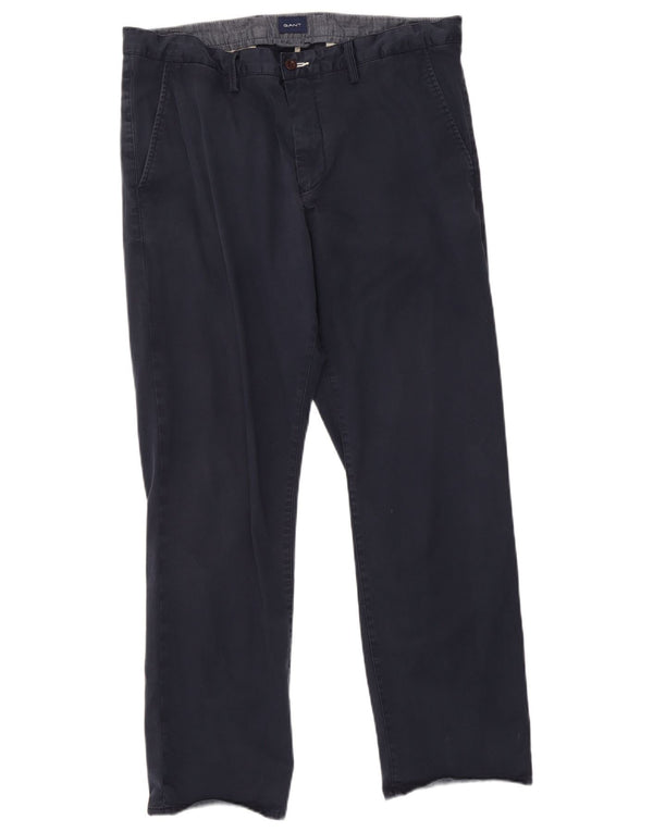 Pantaloni chino drepți pentru bărbați Gant L38 L32 bumbac bleumarin