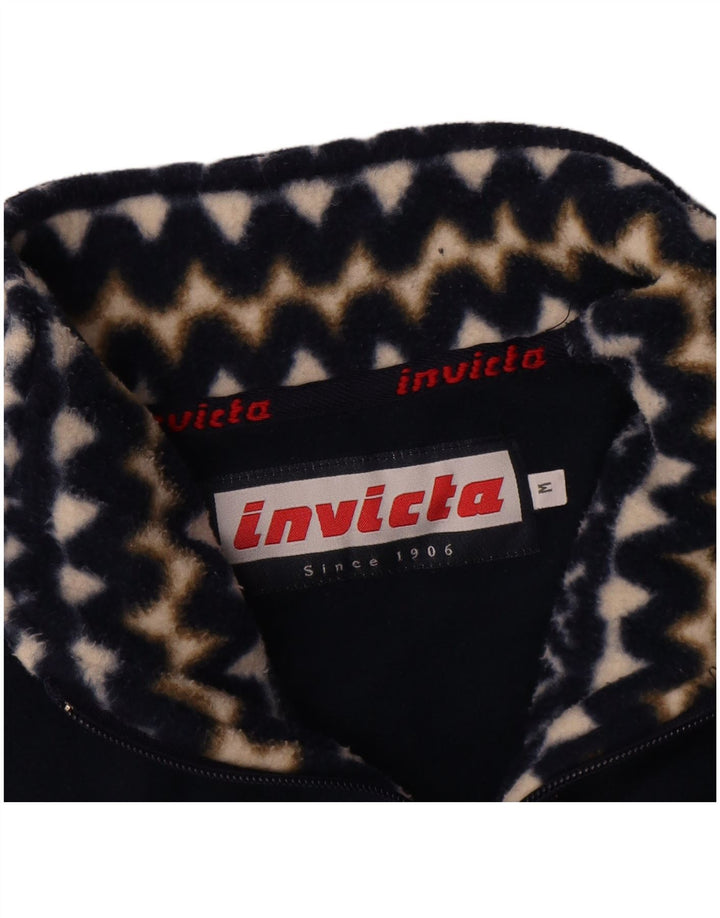 Pulover pentru bărbați Invicta, cu fermoar, cu gât, fleece, mediu, bleumarin, geometric