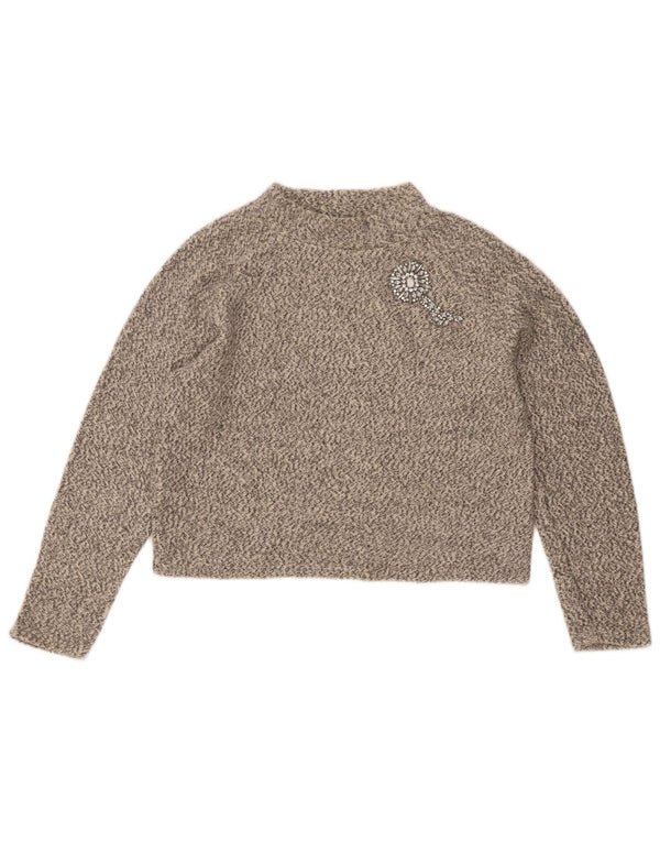 Pulover pentru femeie cu gât țestoasă Zara UK 10 mic, gri bumbac cu pete