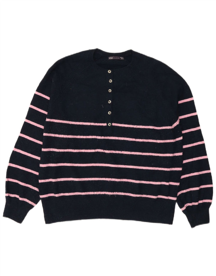 MARKS & SPENCER Pulover pentru femei cu gât cu nasturi, UK 14 Medium Bleumarin