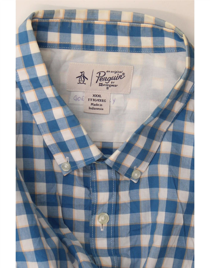 Cămașă cu mânecă scurtă pentru bărbați Penguin, 3XL, albastru Gingham