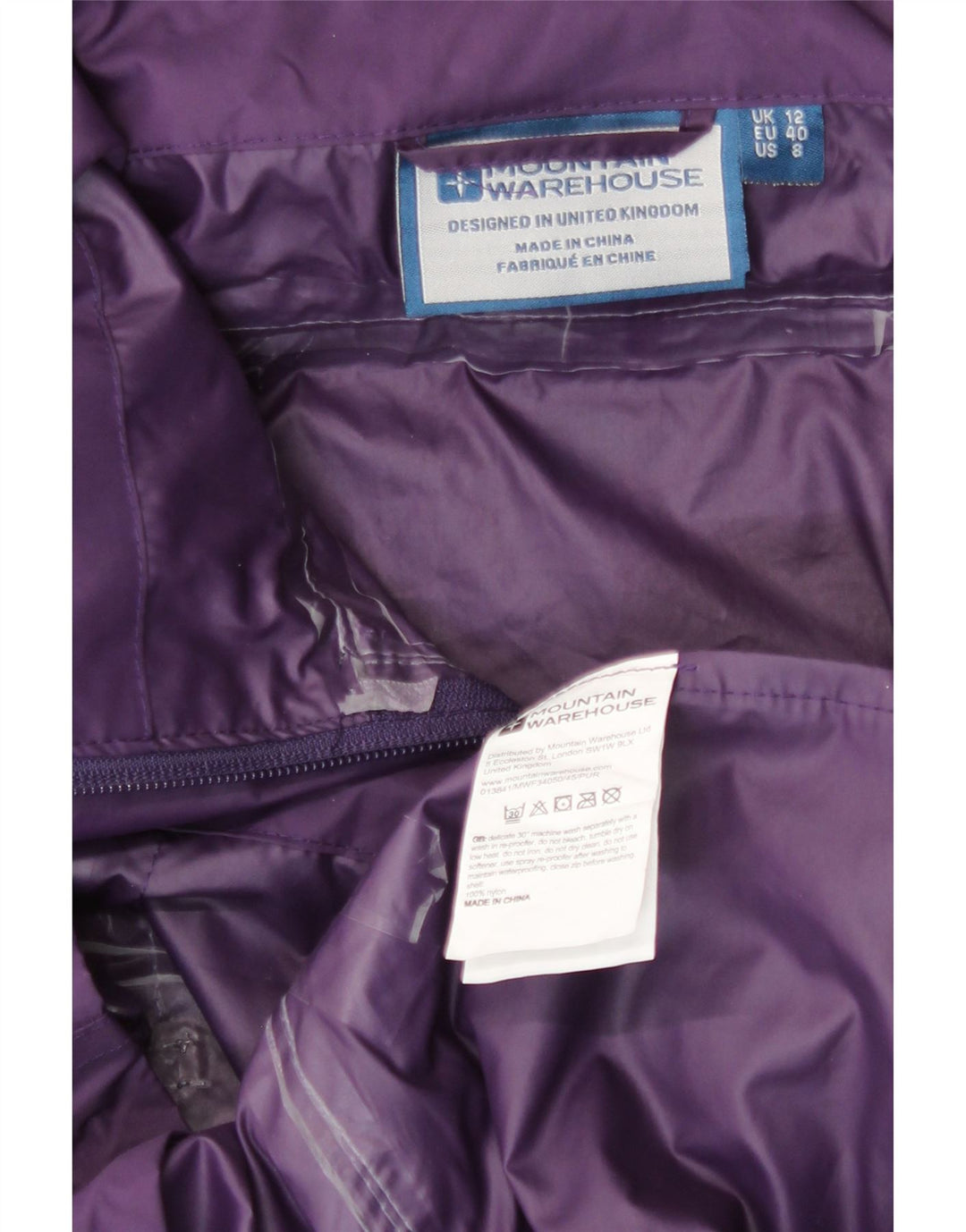 Jachetă de ploaie pentru femei Mountain Warehouse UK 12, nailon violet mediu