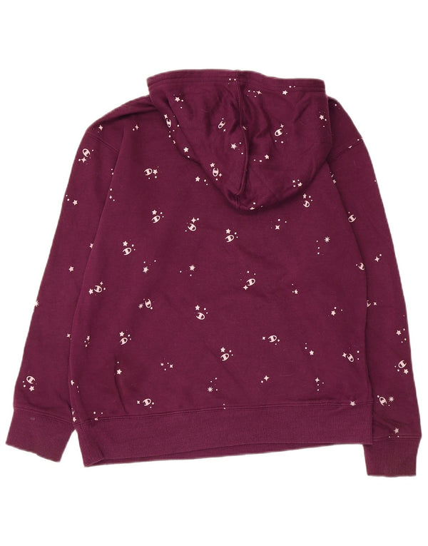 Pulover cu glugă cu grafic pentru fete Champion 13-14 ani XL bumbac burgundă