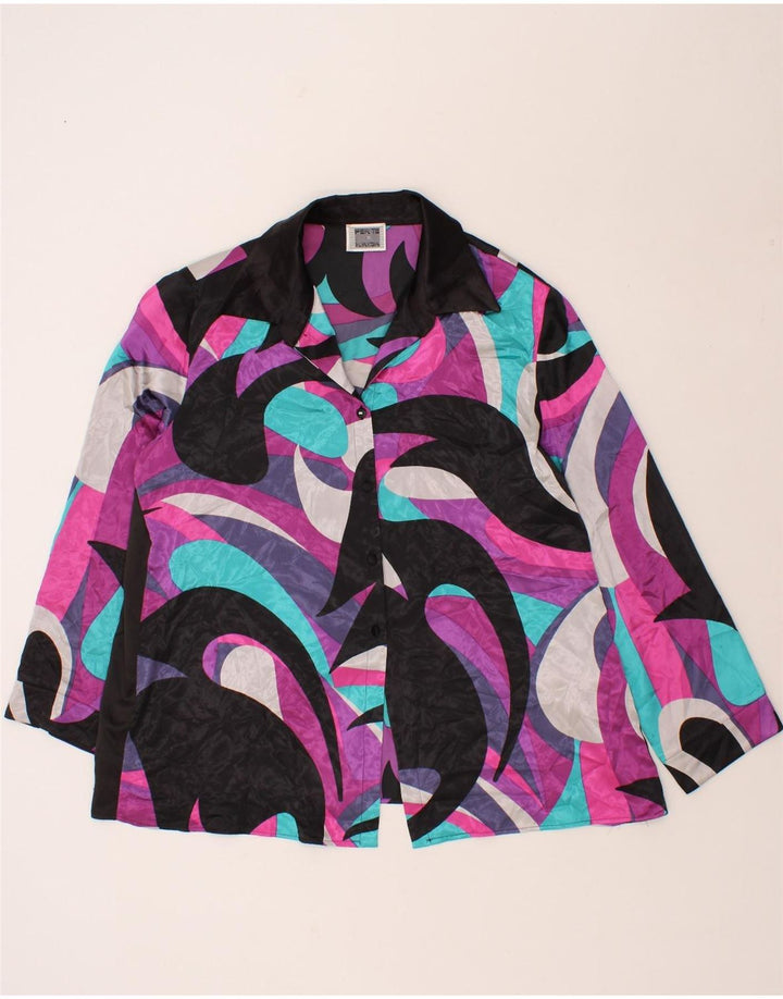 PERTE BY KRIZIA Womens Abstract Pattern Shirt Blouse UK 18 XL Black Vintage Perte by Krizia and Second-Hand Perte by Krizia from Messina Hembry 