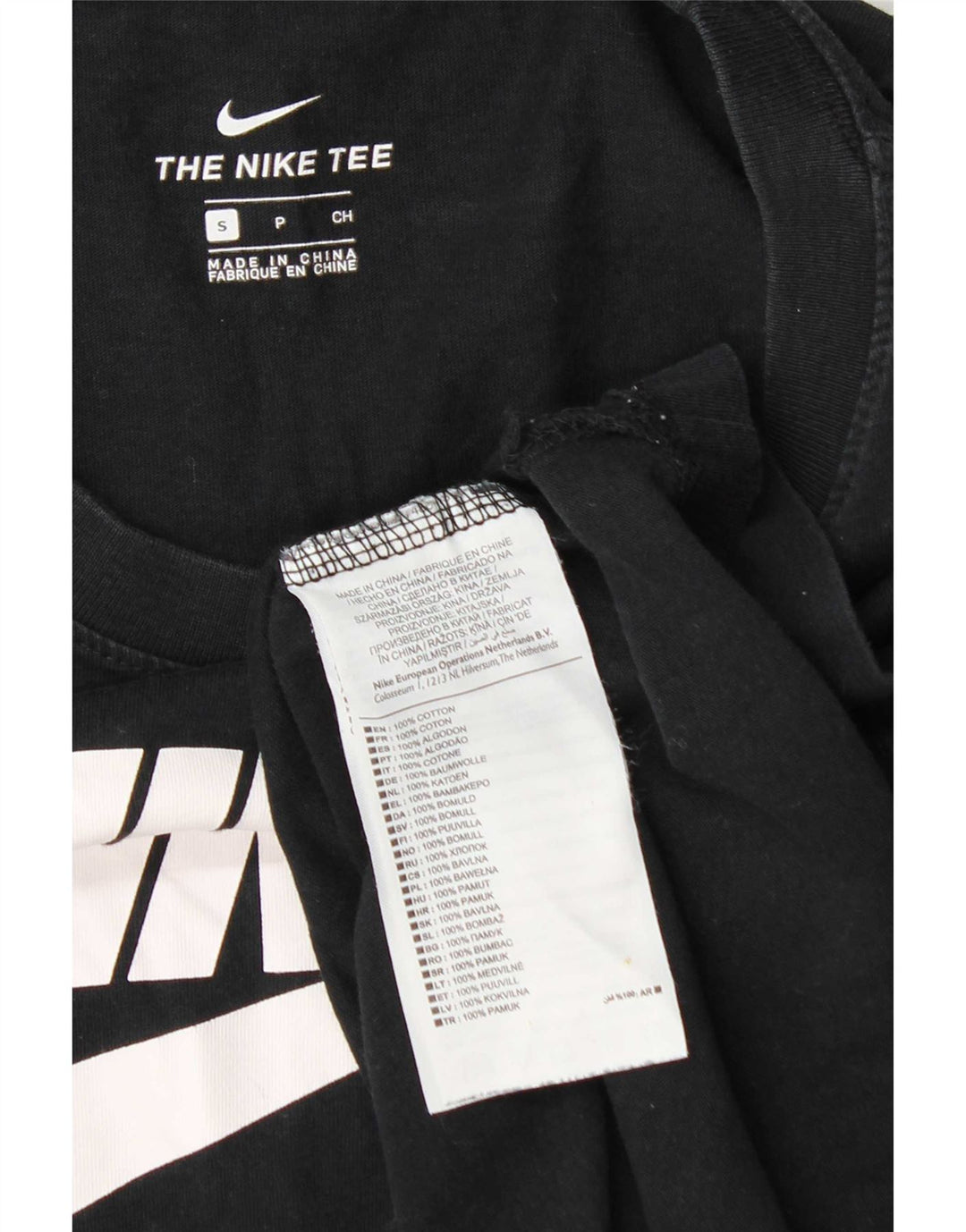 Top grafic pentru femei Nike cu mânecă lungă UK 10, bumbac negru mic