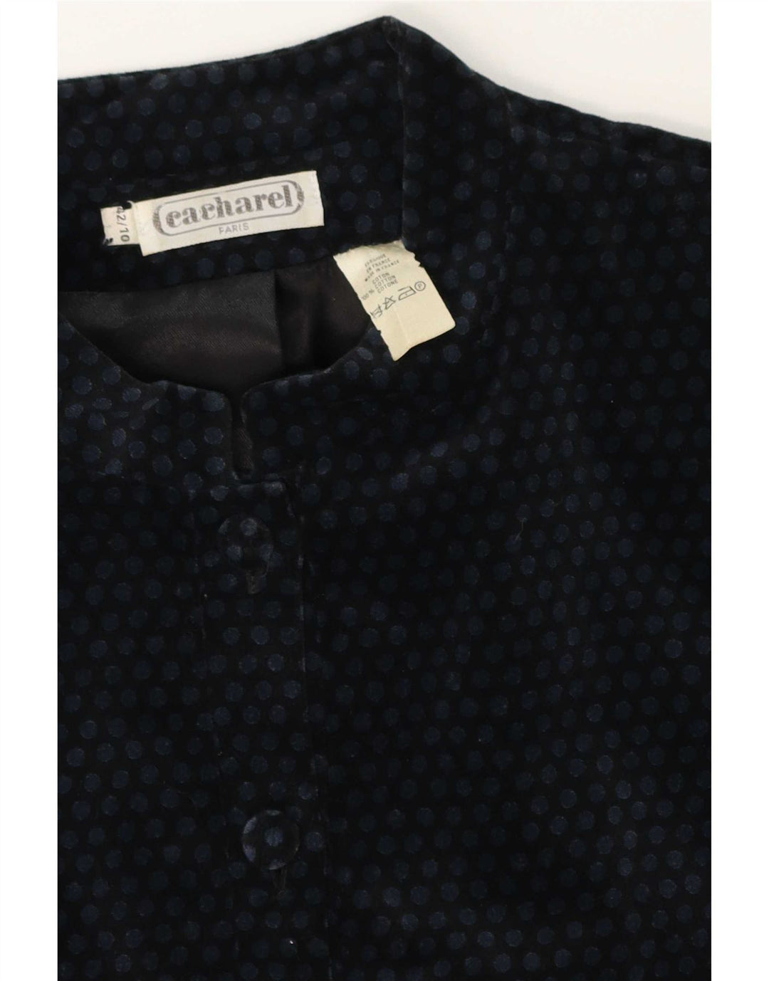Jachetă Blazer Crop 6 Buttons pentru femei Cacharel US 10 mare bleumarin cu buline