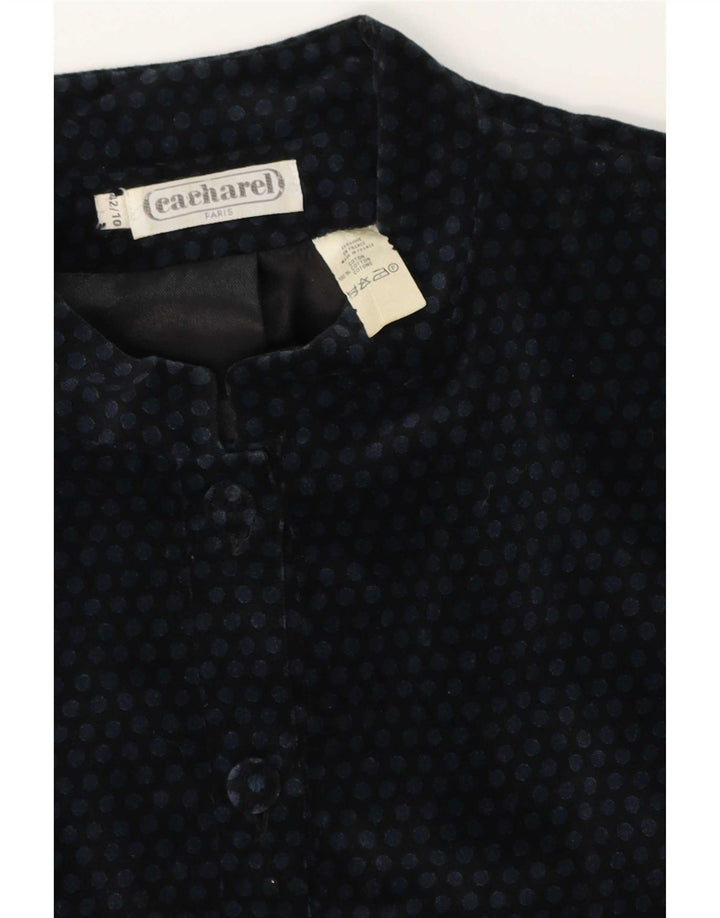 Jachetă Blazer Crop 6 Buttons pentru femei Cacharel US 10 mare bleumarin cu buline