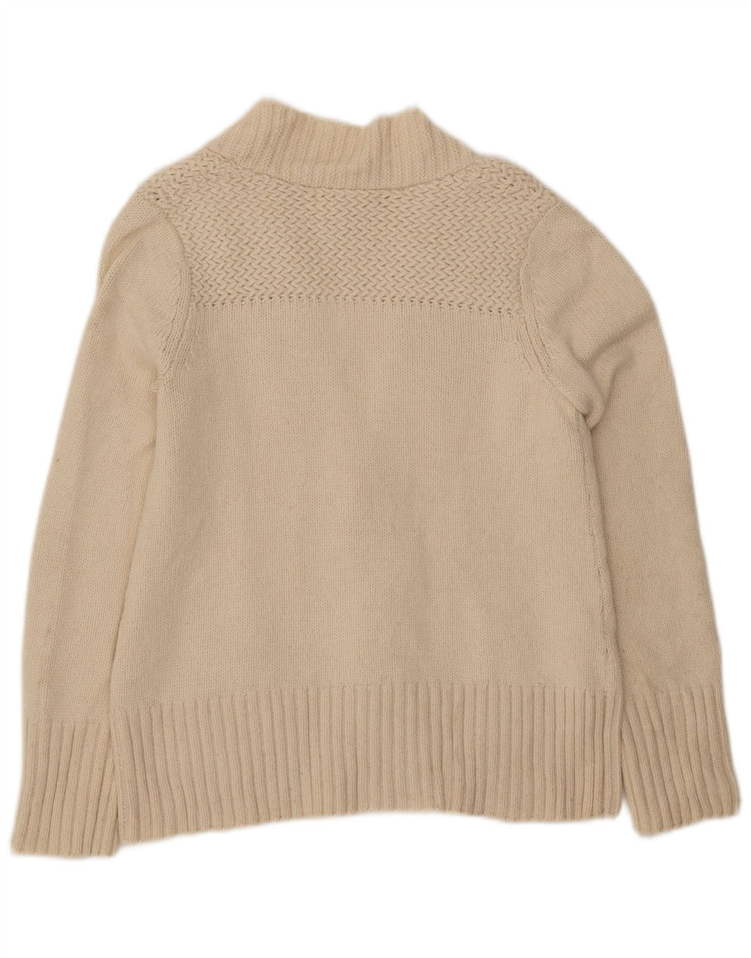 EDDIE BAUER Womens Cardigan Sweater UK 14 Medium Off White Cotton