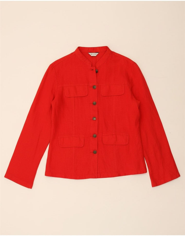 A WEAR Womens Utility Jacket UK 12 Medium Red Linen