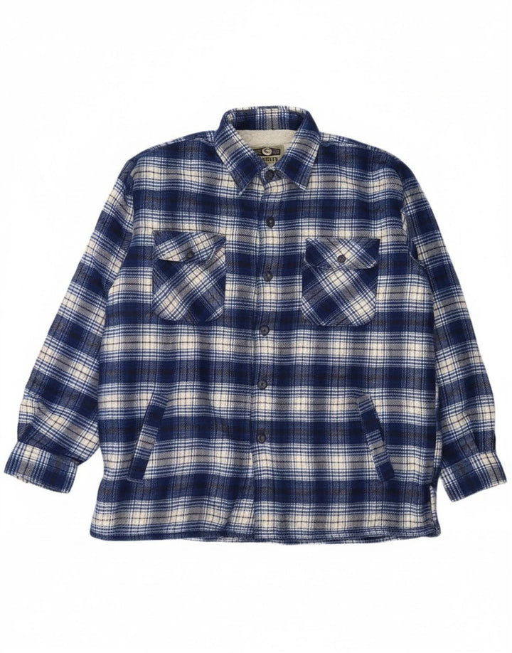 Cămașă de flanel Lumberjack Vintage pentru bărbați, mare, albastru, acrilic