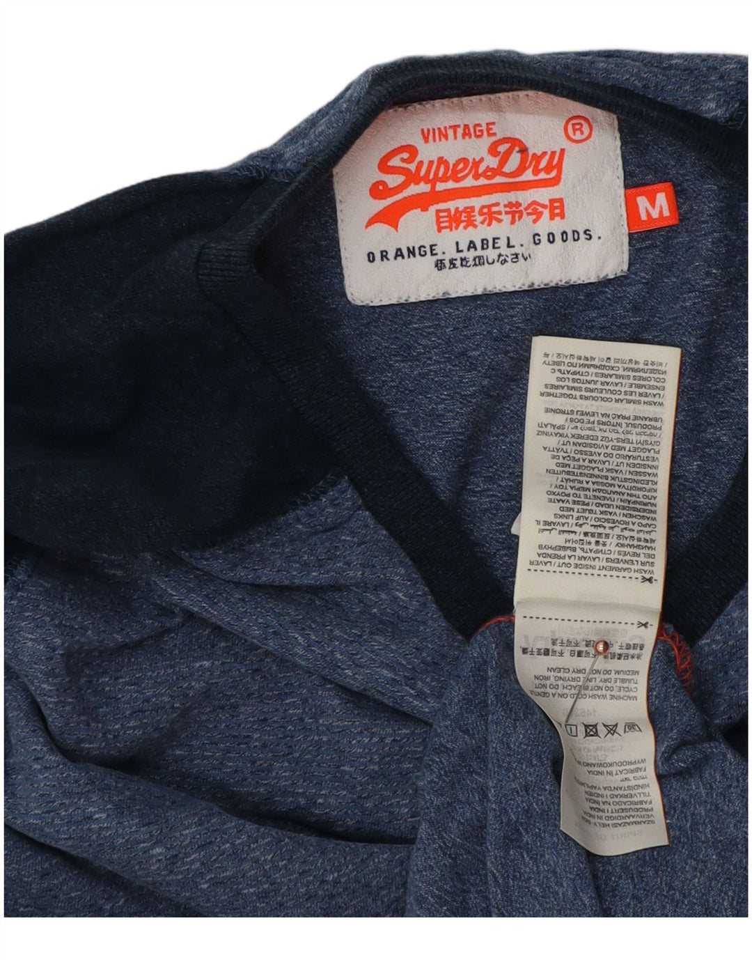 Top pentru bărbați Superdry cu mânecă lungă, albastru mediu, bumbac color bloc