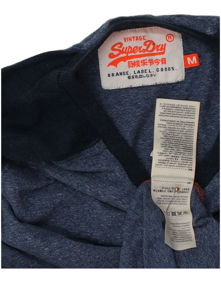 Top pentru bărbați Superdry cu mânecă lungă, albastru mediu, bumbac color bloc