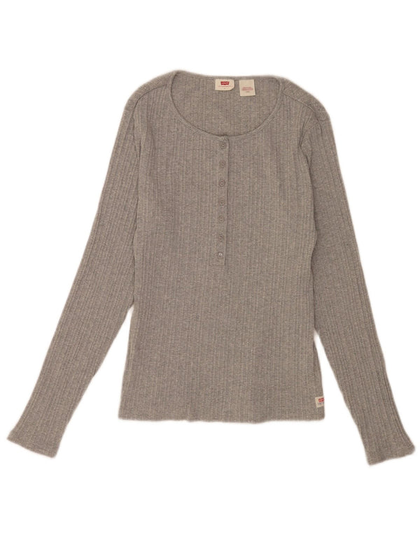 Levi's Femei Regular Top cu mânecă lungă UK 14 Large Gri