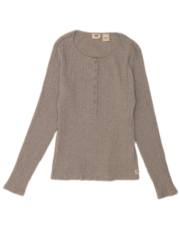 Levi's Femei Regular Top cu mânecă lungă UK 14 Large Gri