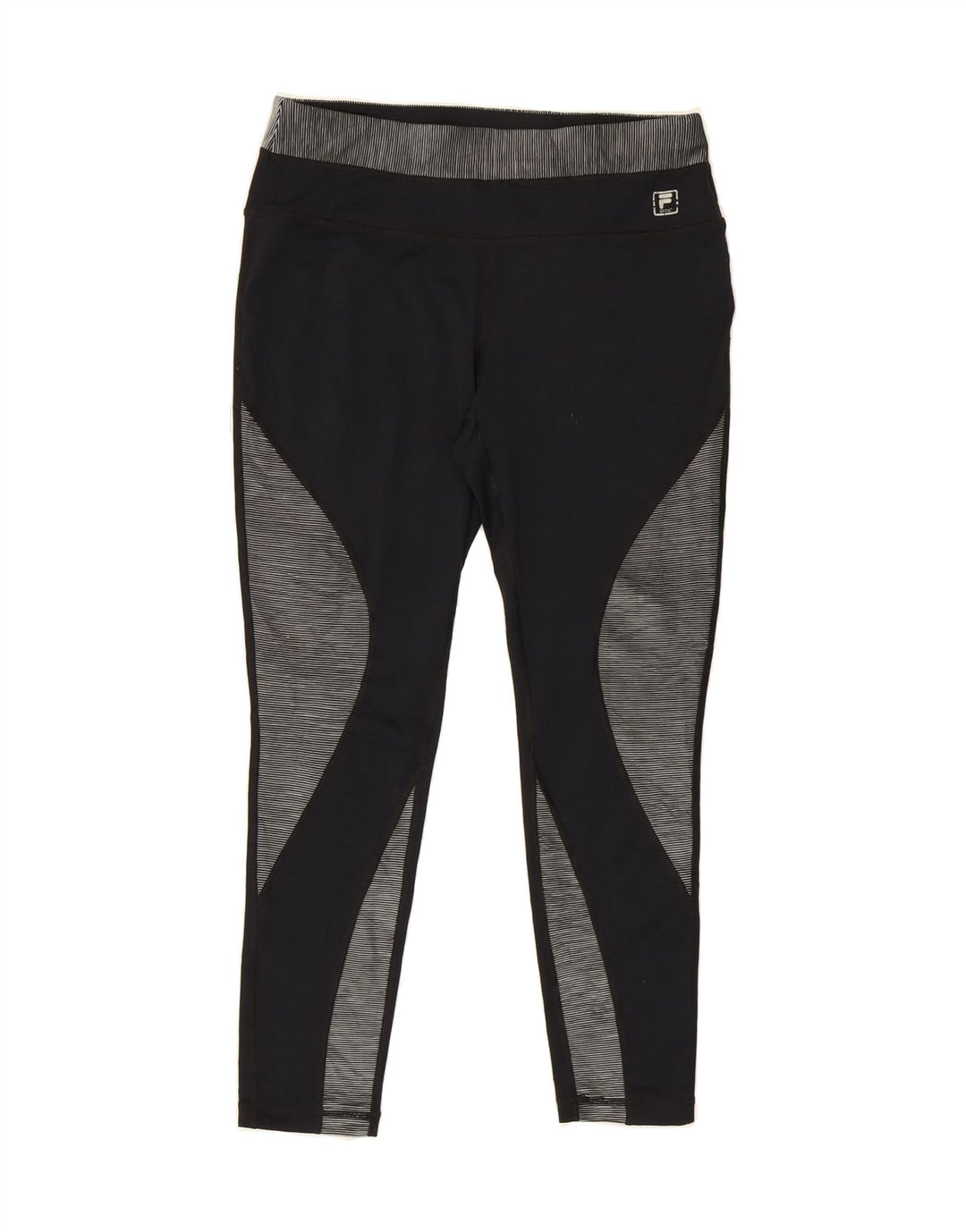 FILA Womens Leggings UK 14 Large  Black Colourblock Polyester Vintage Fila and Second-Hand Fila from Messina Hembry 