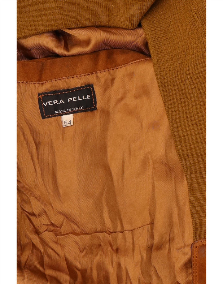 Jachetă Bomber din piele intoarsa pentru barbati VINTAGE IT 54 2XL piele maro