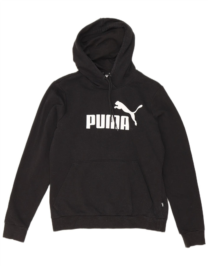 PUMA Womens Graphic Hoodie Jumper UK 12 Medium  Black
