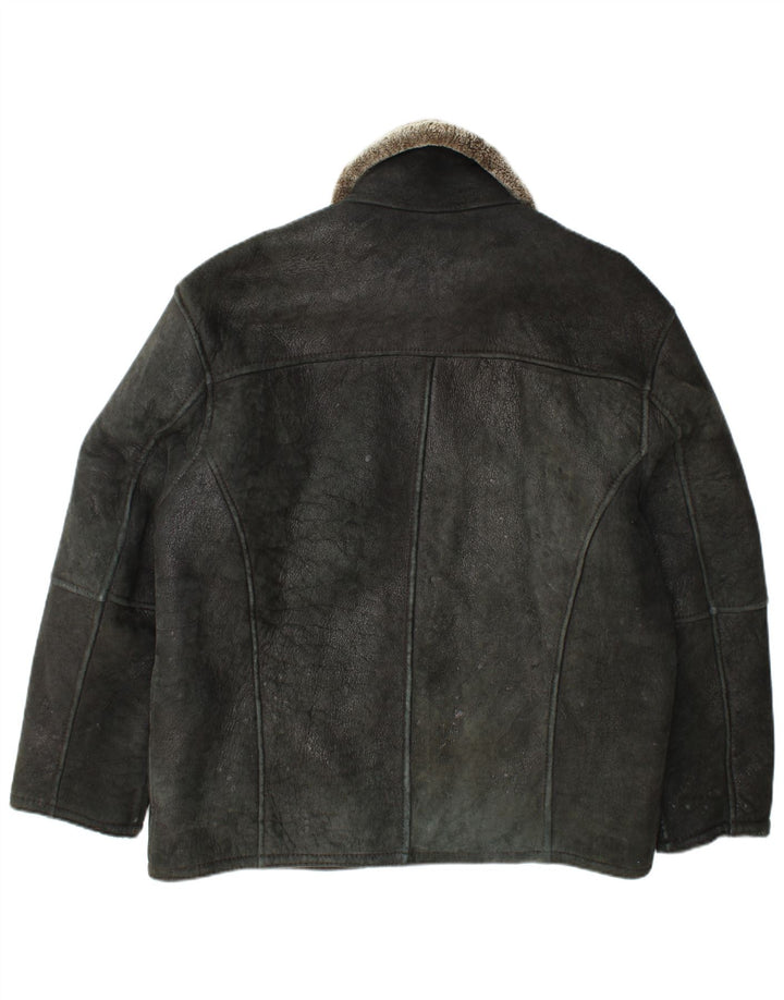 Jachetă din shearling pentru bărbați, UK 42 XL, piele neagră