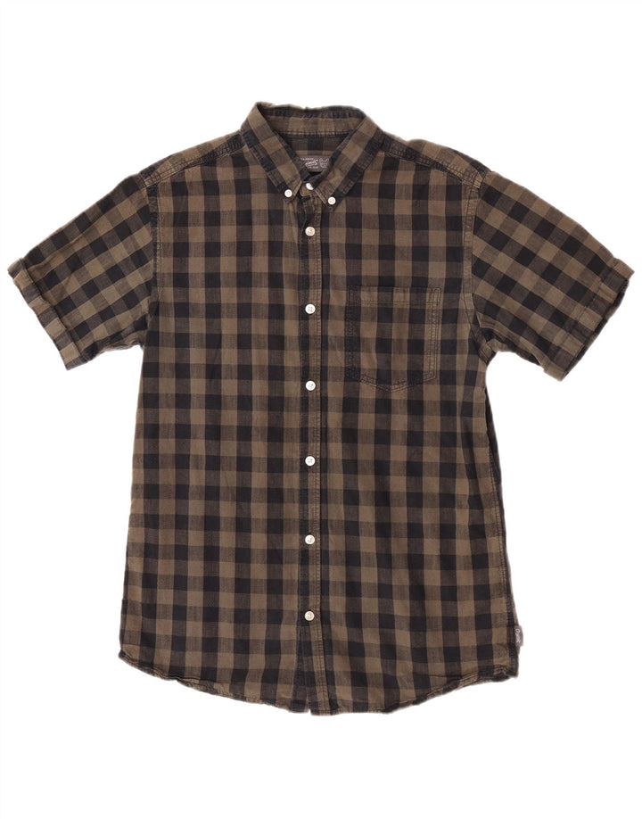 Cămașă Jack & Jones pentru bărbați, cu tăiere obișnuită, maro mediu, bumbac vichy
