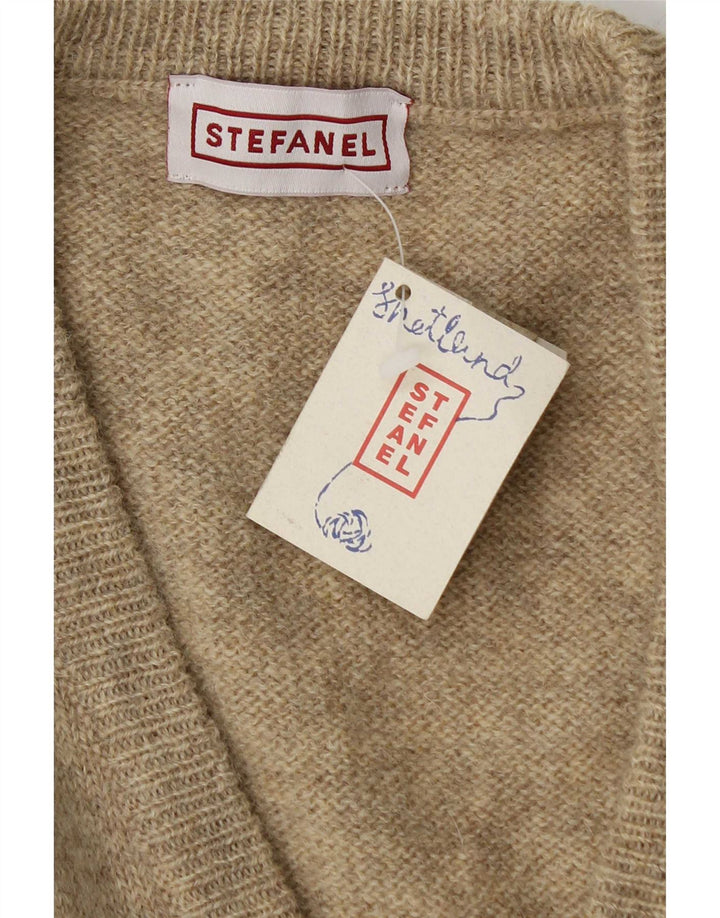 Pulover cardigan fără mâneci pentru femei Stefanel UK 14 Bej mediu