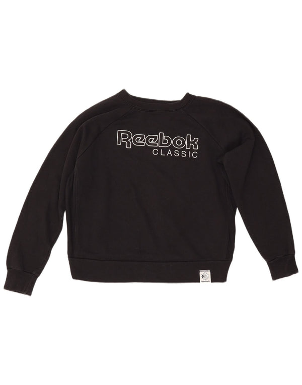 Reebok Pulover cu grafic pentru femei UK 14 Bumbac mediu negru
