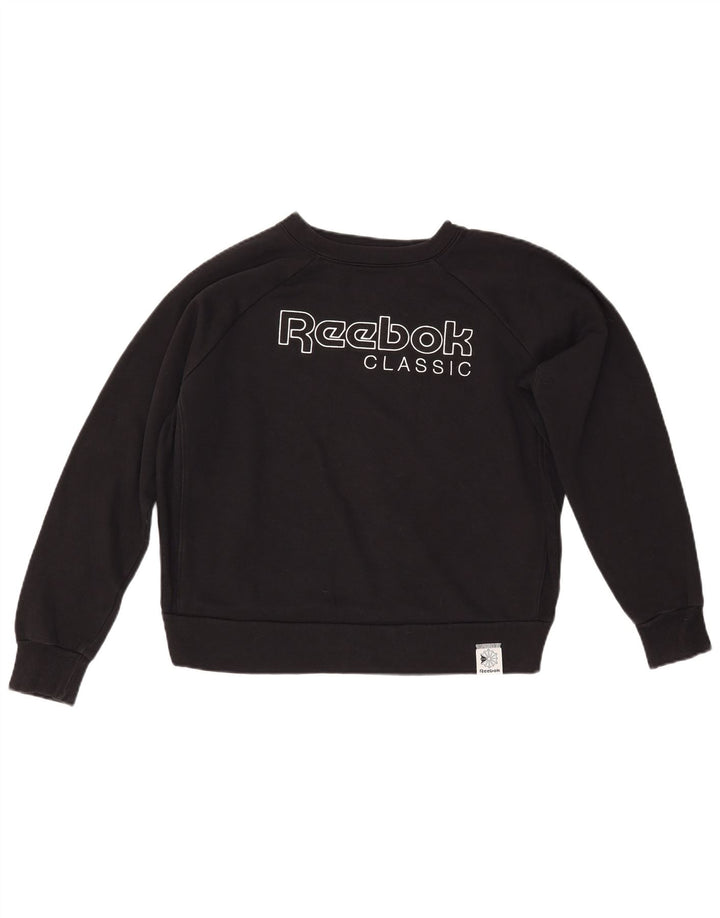 Reebok Pulover cu grafic pentru femei UK 14 Bumbac mediu negru