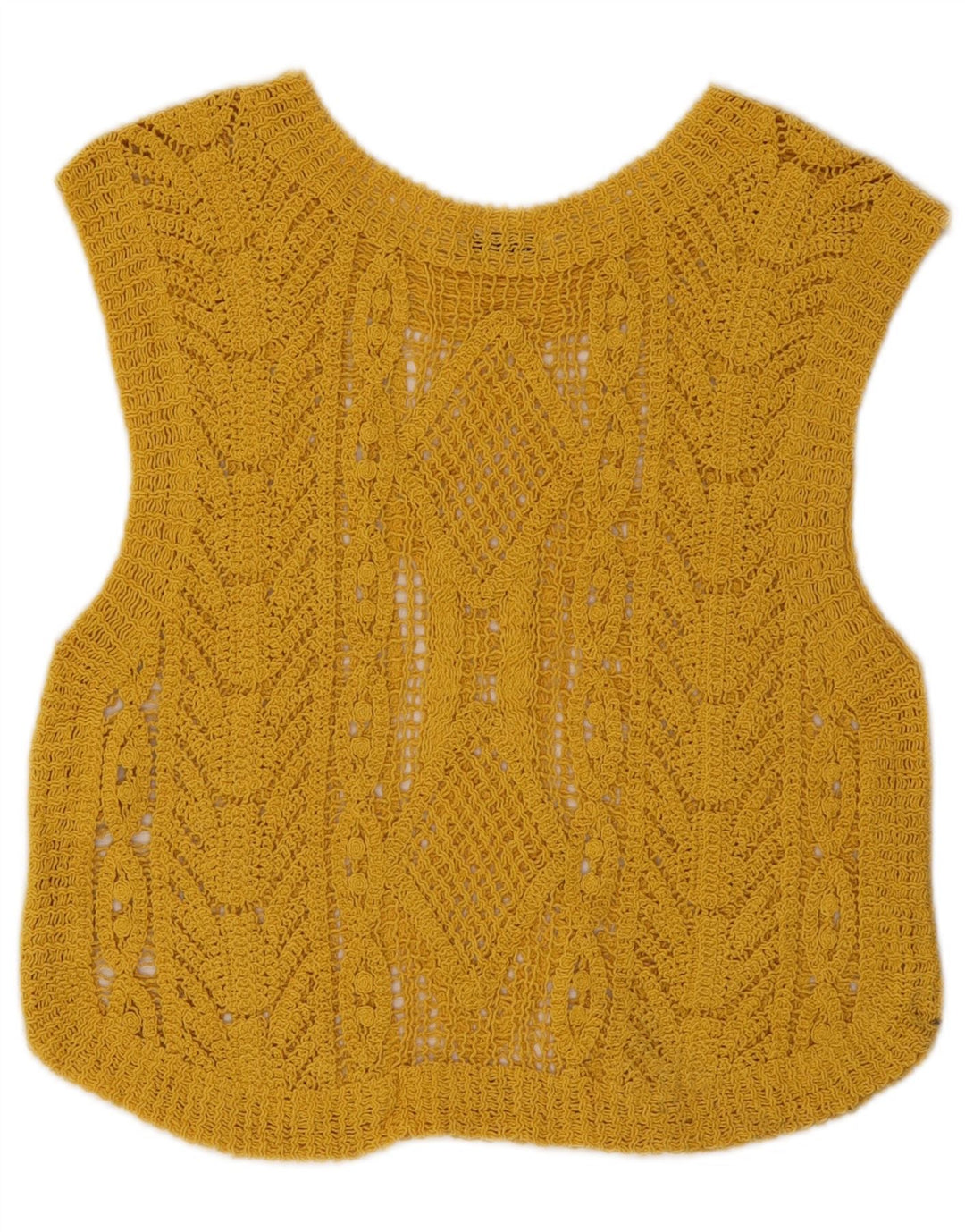 Top cu vestă crochetată pentru femei Zara UK 12 Galben mediu