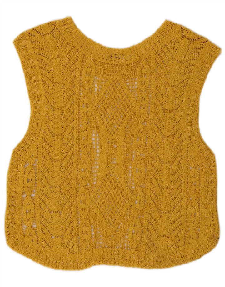 Top cu vestă crochetată pentru femei Zara UK 12 Galben mediu