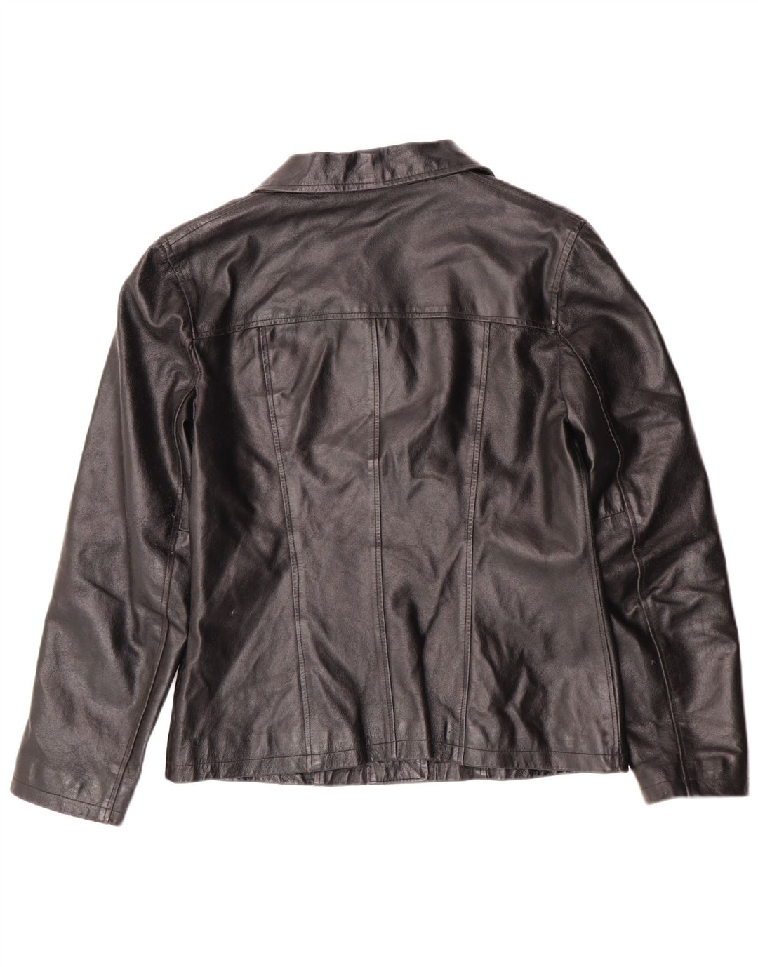 Jachetă de piele vintage pentru femei UK 12 Medium Black Leather Classic