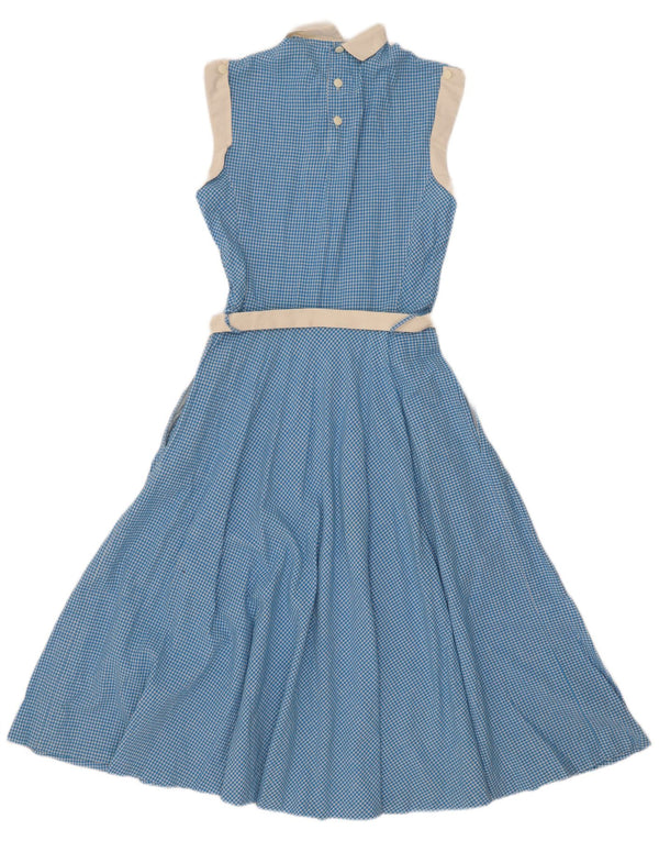 Rochie maxi fără mâneci vintage pentru femei UK 10 Small Blue Gingham