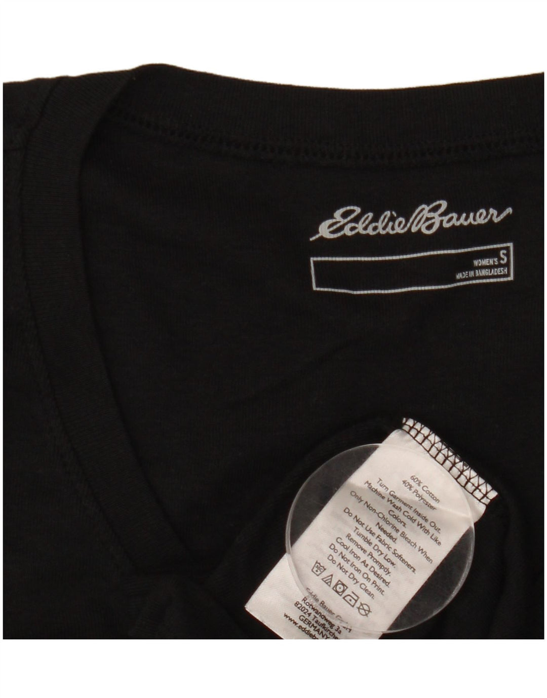 EDDIE BAUER Tricou pentru femei Top UK 10 Small Black Bumbac