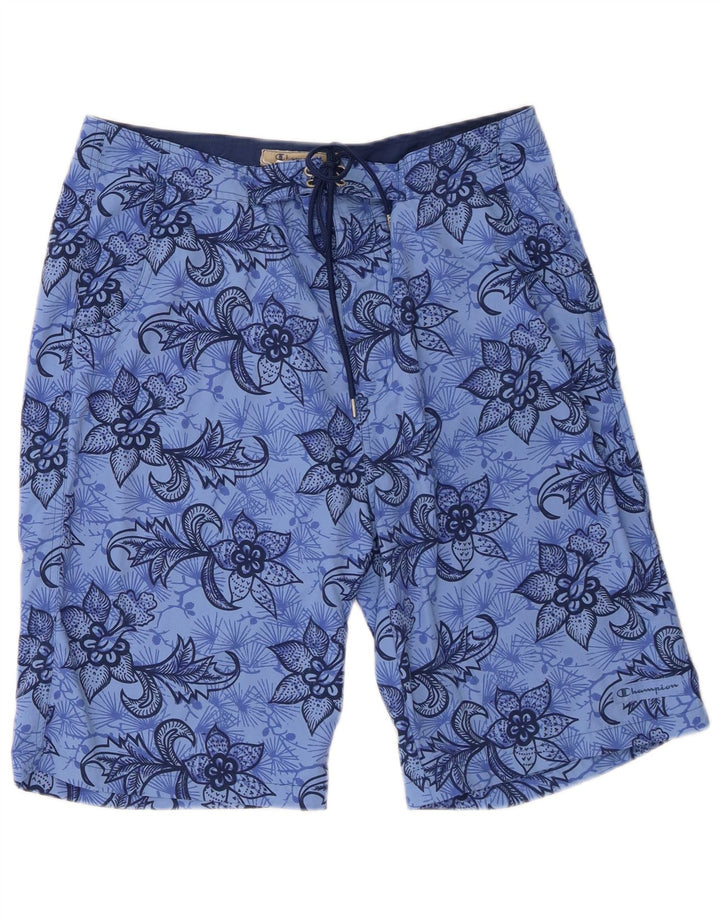 Pantaloni scurți de înot Champion pentru bărbați, mari, albastru, cu flori din poliamidă, plajă