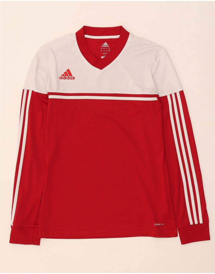 Adidas Climalite Top cu mânecă lungă pentru femei UK 10 Small Red Colorblock
