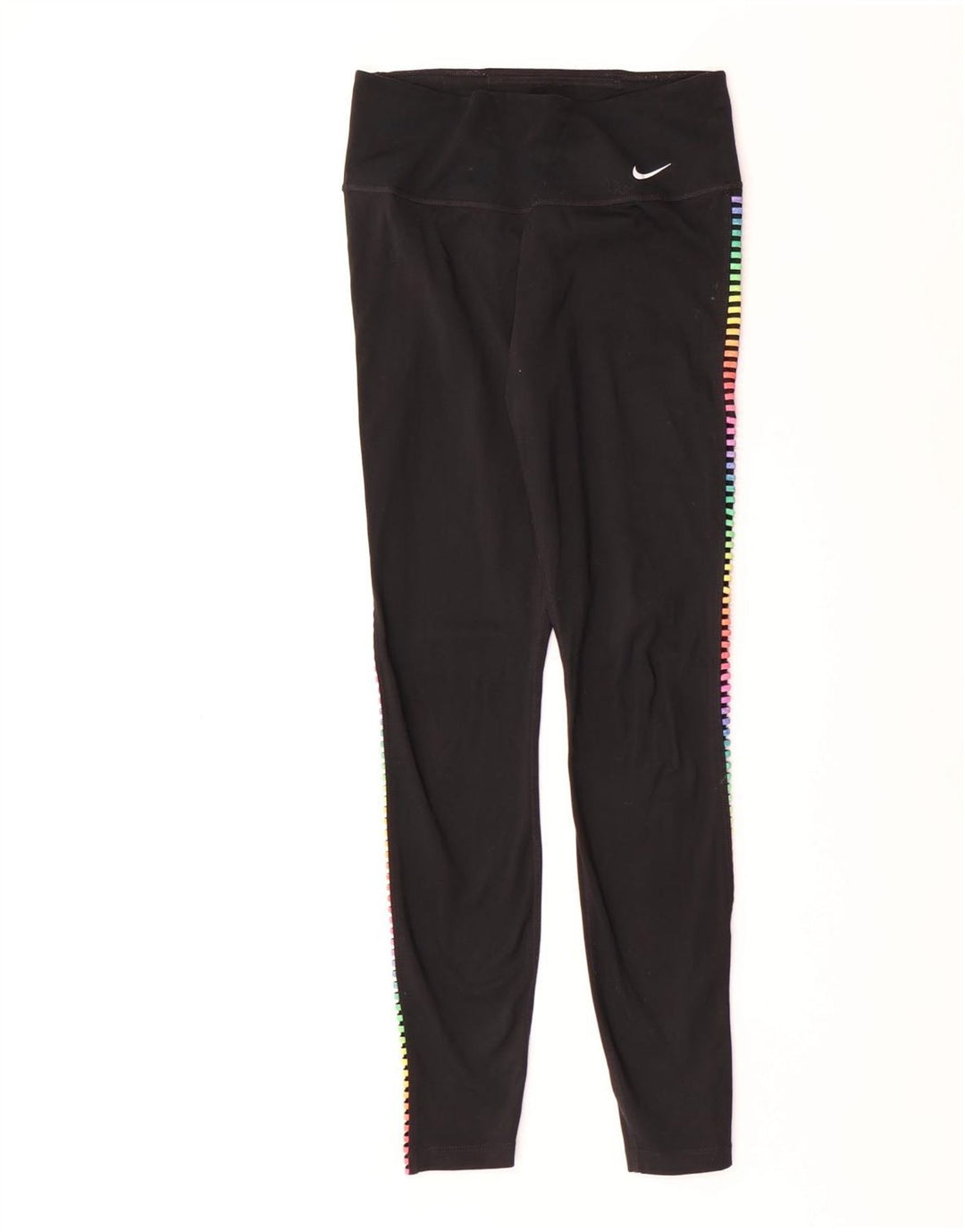 NIKE Womens Dri Fit Leggings UK 8 Small  Black Striped Polyester