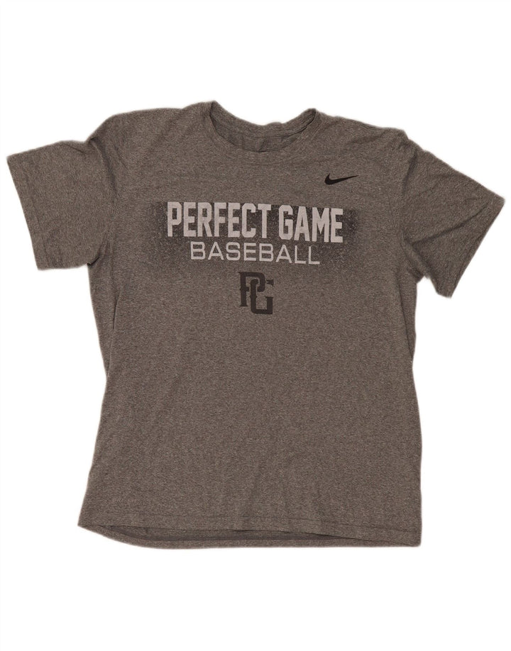 Tricou grafic Nike Dri Fit pentru bărbați Top mare, gri, poliester cu pături