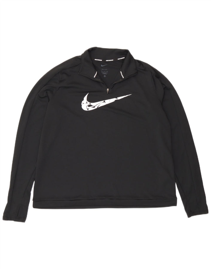 Top de trening Nike pentru femei Dri Fit Graphic Zip Neck Pullover UK 18 XL Negru