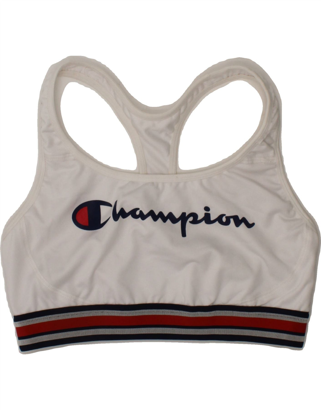 CHAMPION Womens Graphic Sport Bra Top UK 14 Large White Polyester Vintage Champion and Second-Hand Champion from Messina Hembry 