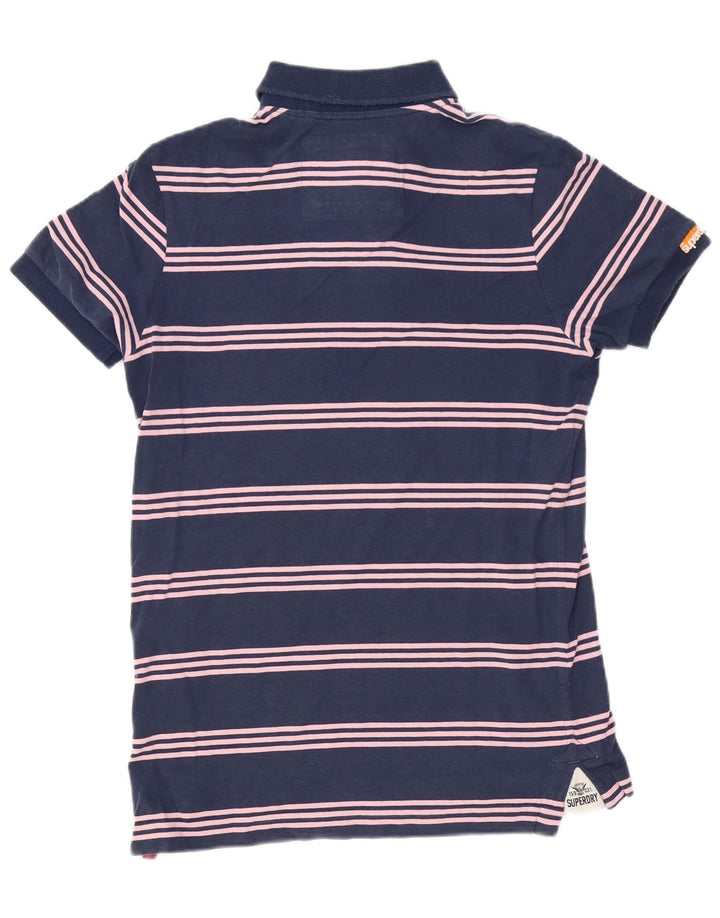 Cămașă polo cu grafică pentru bărbați Superdry, bumbac cu dungi albastru bleumarin mediu